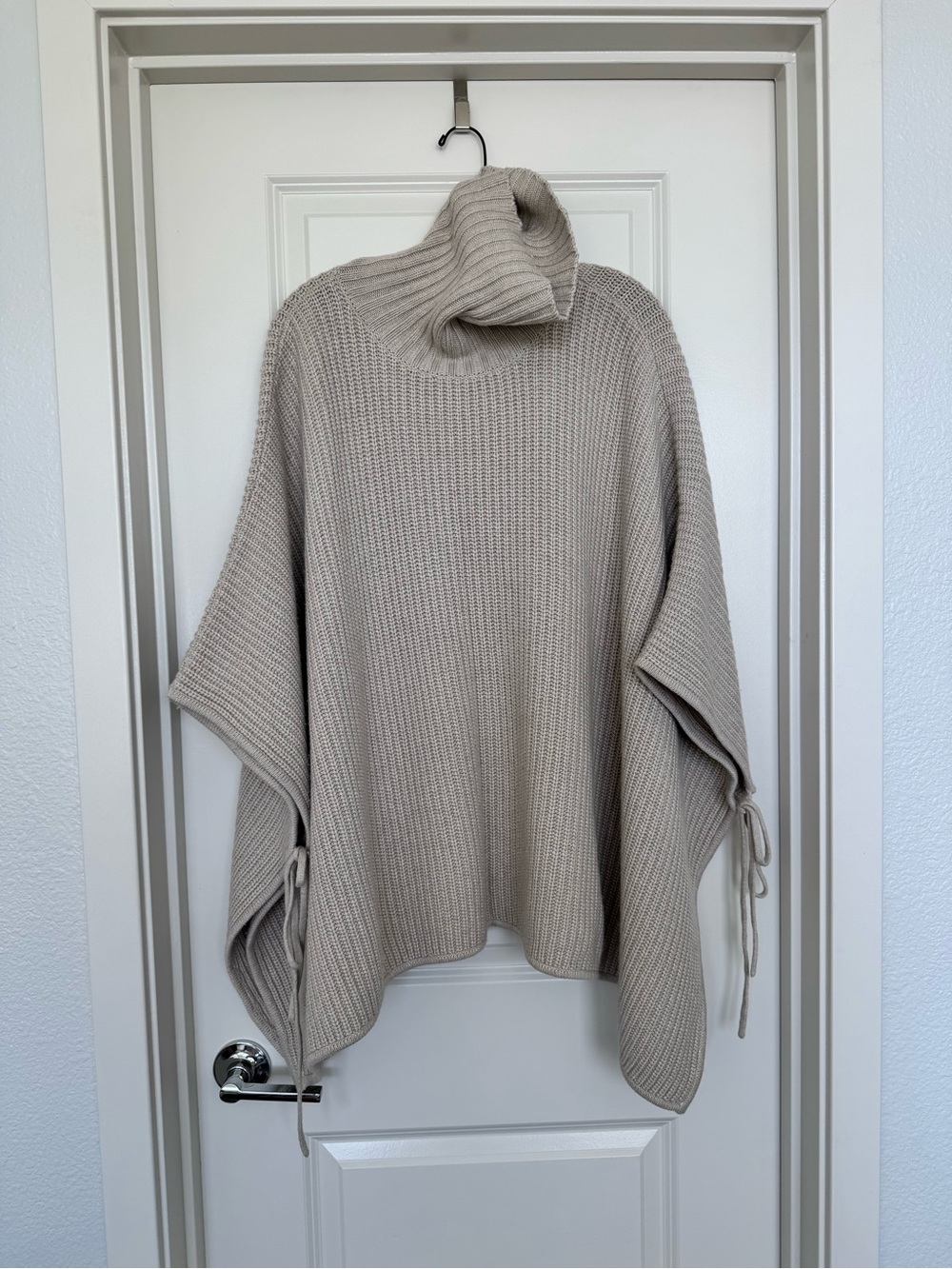 Ann Taylor LOFT Cowl-Neck Poncho Sweater in Light Taupe